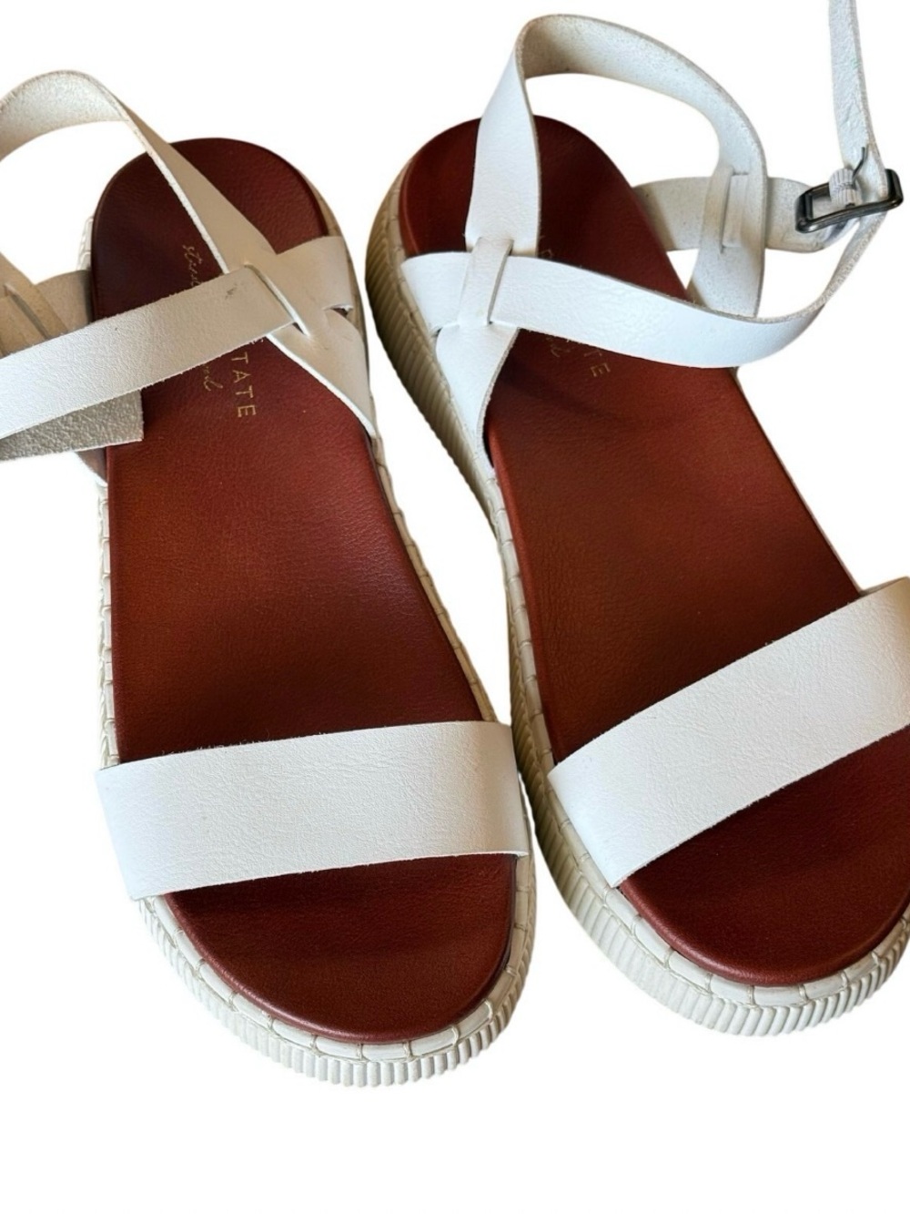 Altar'd State Kiera White Platform Ankle Strap Sandals Boho Size 10